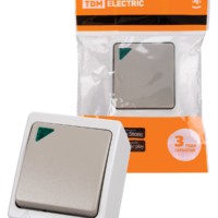 Выключатель 1кл. с подсветкой ОУ IP54 10А серый Вуокса TDM