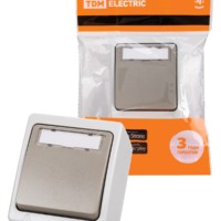 Кнопка звонковая с полем для надписи IP54 6A серая “Вуокса” TDM