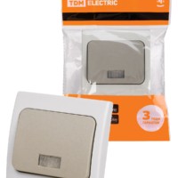 Выключатель 1кл. с подсветкой СУ IP54 10А серый Вуокса TDM