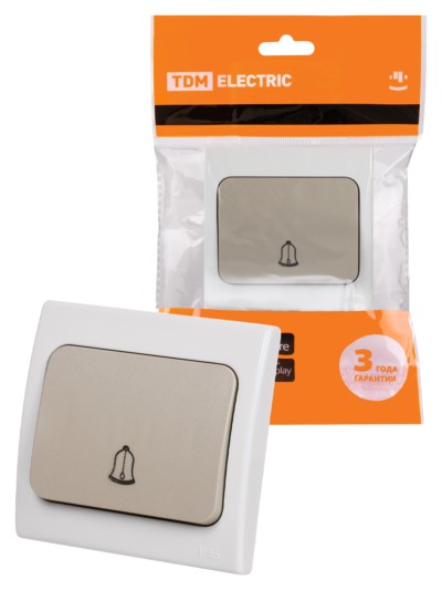 Кнопка звонковая скрытой установки IP54 6A серая “Вуокса” TDM