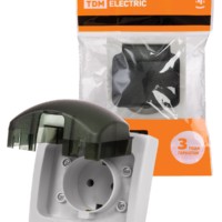 Розетка 2П+З скрытой установки IP54 16А серая “Вуокса” TDM