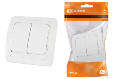 Выключатель 2кл. 10А белый Валдай TDM