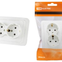 Розетка двойная 2П+З 16А белая “Валдай” TDM