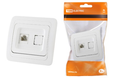 Розетка ПК RJ-45 белая “Валдай” TDM