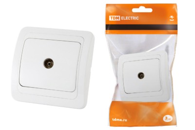 Розетка ТВ простая (0-2400 Гц “мама”) белая “Валдай” TDM
