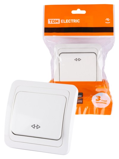 Выключатель 1кл. проходной 10А белый Валдай TDM