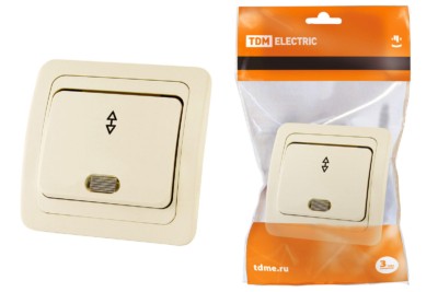 Переключатель на 2 направления с подсветкой 10А сл. кость “Валдай” TDM