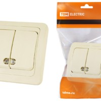 Выключатель 2кл. с подсветкой 10А сл. кость Валдай TDM