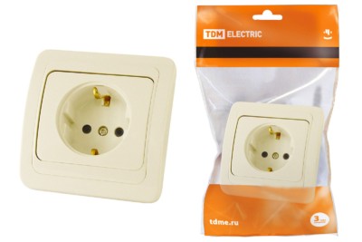 Розетка 2П+З 16А сл. кость “Валдай” TDM