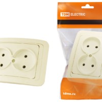 Розетка двойная 2П 10А сл. кость “Валдай” TDM