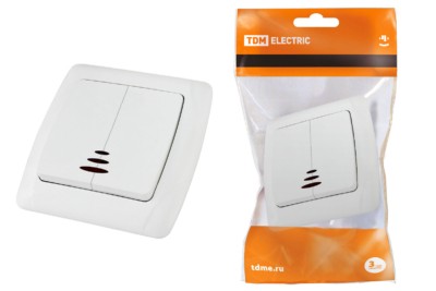 Выключатель 2кл. с подсветкой 10А белый Онега TDM