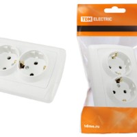 Розетка двойная 2П+3 16А 250В белая “Онега” TDM