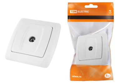 Розетка телевизионная простая (0-2400МГц, “мама”) белая “Онега” TDM