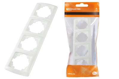 Рамка 4-х постовая горизонтальная белая “Онега” TDM