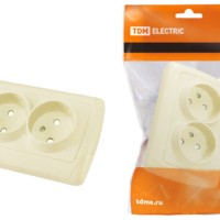 Розетка двойная 2П 10А 250В с защ. шт. сл. кость “Онега” TDM