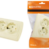 Розетка двойная 2П+З 16А 250В с защ. шт. сл. кость “Онега” TDM