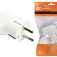 Вилка угловая с/з белая 16А 250В TDM