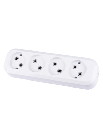 Колодка розеточная 4 гнезда 2П б/з 10А 250В белая TDM — изображение 2