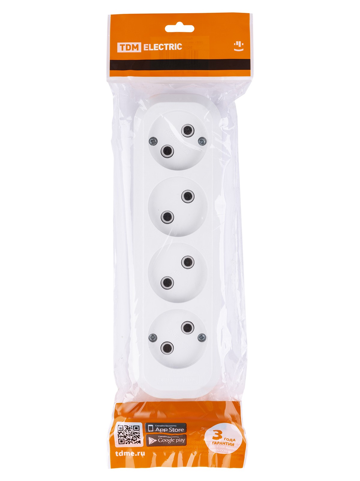 Колодка розеточная 4 гнезда 2П б/з 10А 250В белая TDM — изображение 5