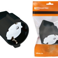 Кабельная розетка 2П+3 с з/ш 16А 250B черная TDM