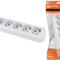 Колодка розеточная 6 гнезд 2П+З 16А 250В белая TDM