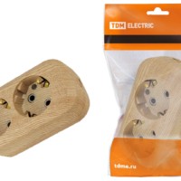 Колодка розеточная 2 гнезда 2П+З 16А 250В “Эко” (сосна) TDM