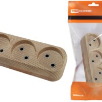 Колодка розеточная 3 гнезда 2П б/з 10А 250В “Эко” (сосна) TDM