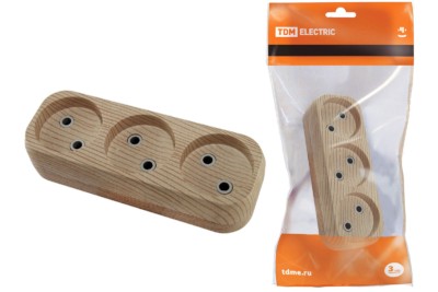Колодка розеточная 3 гнезда 2П б/з 10А 250В “Эко” (сосна) TDM