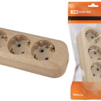 Колодка розеточная 3 гнезда 2П+3 16А 250В “Эко” (сосна) TDM