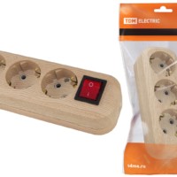 Колодка розеточная 3 гнезда 2П+3 с выключателем16А 250В “Эко” (сосна) TDM