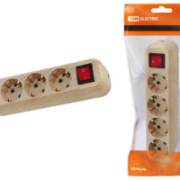 Колодка розеточная 4 гнезда 2П+3 с выключателем16А 250В “Эко” (сосна) TDM