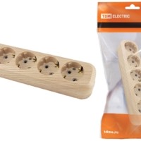 Колодка розеточная 5 гнезд 2П+3 16А 250В “Эко” (сосна) TDM