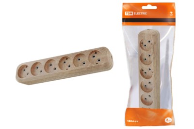 Колодка розеточная 6 гнезд 2П б/з 10А 250В “Эко” (сосна) TDM