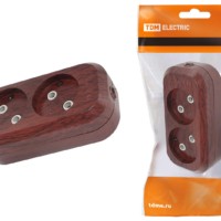 Колодка розеточная 2 гнезда 2П б/з 10А 250В “Эко” (бук) TDM