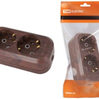 Колодка розеточная 2 гнезда 2П+З 16А 250В “Эко” (бук) TDM