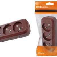 Колодка розеточная 3 гнезда 2П б/з 10А 250В “Эко” (бук) TDM