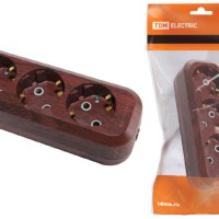 Колодка розеточная 3 гнезда 2П+3 16А 250В “Эко” (бук) TDM