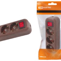 Колодка розеточная 3 гнезда 2П+3 с выключателем16А 250В “Эко” (бук) TDM