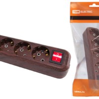 Колодка розеточная 4 гнезда 2П+3 с выключателем16А 250В “Эко” (бук) TDM