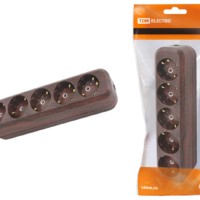 Колодка розеточная 5 гнезд 2П+3 16А 250В “Эко” (бук) TDM