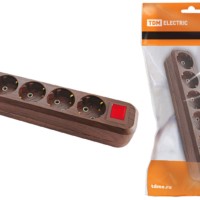 Колодка розеточная 5 гнезд 2П+3 с выключателем16А 250В “Эко” (бук) TDM