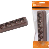 Колодка розеточная 6 гнезд 2П+3 16А 250В “Эко” (бук) TDM