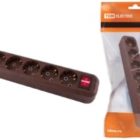 Колодка розеточная 6 гнезд 2П+3 с выключателем16А 250В “Эко” (бук) TDM