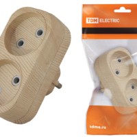 Блок на 2 гнезда 2П б/з плоский 6А 250B “Эко” (сосна) TDM