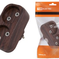 Блок на 2 гнезда 2П б/з плоский 6А 250B “Эко” (бук) TDM