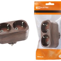 Блок на 2 гнезда 2П+З плоский 16А 250B “Эко” (бук) TDM