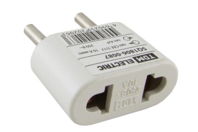 Переходник (тип CEE 7/17 – тип А/F) плоский 10А макс. 250В белый TDM