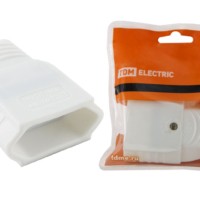 Кабельная розетка 2П 10А 250B (под евровилку CEE 7/16) с з/ш прямой вывод кабеля белая TDM