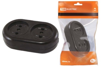 Розеточная колодка 2 гнезда 2П 16А макс. 250B “Ретро” (карболит) TDM