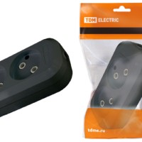 Колодка розеточная 2 гнезда 2П б/з 10А 250В черная TDM